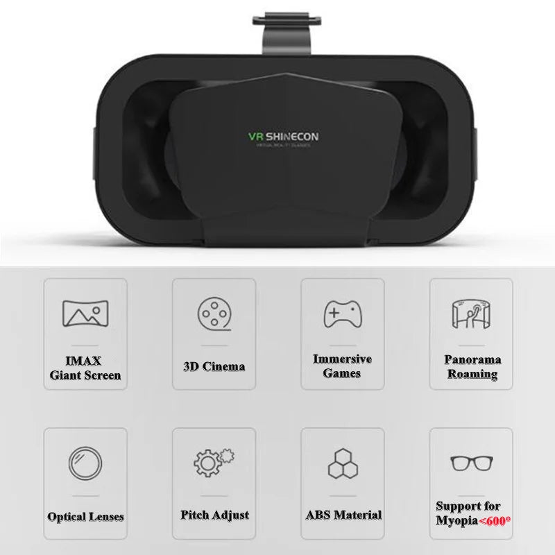 Shinecon Virtual Reality Viar 3D VR glasses with adjustable head strap and lenses for immersive 3D experience