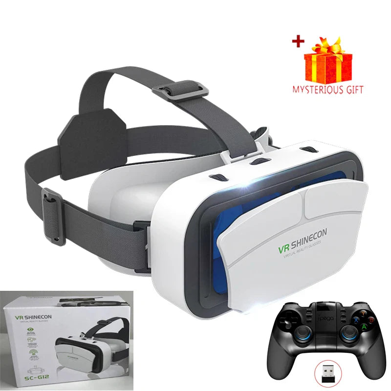 Electronics Den VR glasses headset with adjustable straps, black design, and immersive virtual reality display.