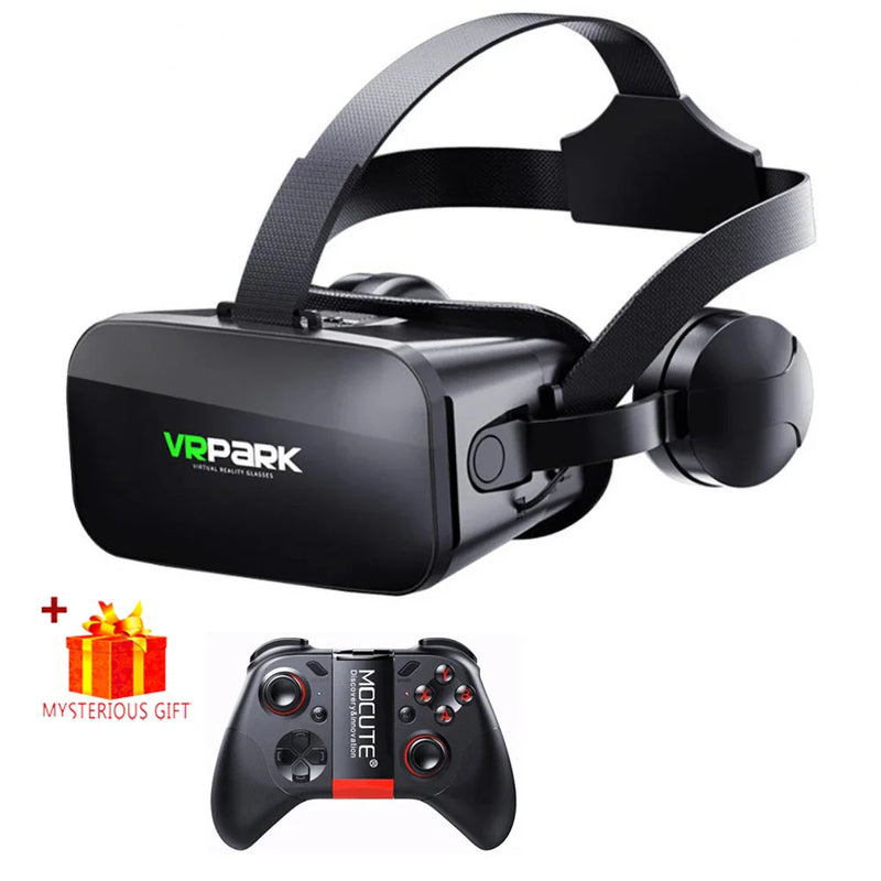 VR glasses 3D virtual reality headset helmet from Electronics Den, showing the sleek black design and adjustable straps