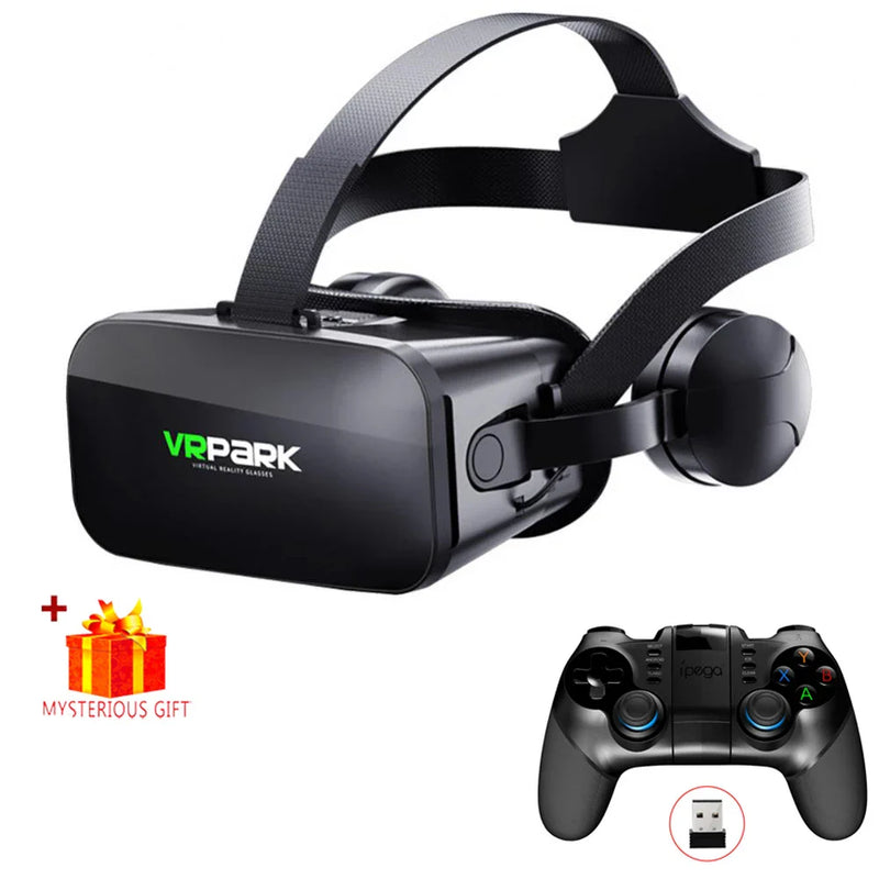 VR glasses 3D virtual reality headset helmet by Electronics Den, showing the sleek design and adjustable head strap.