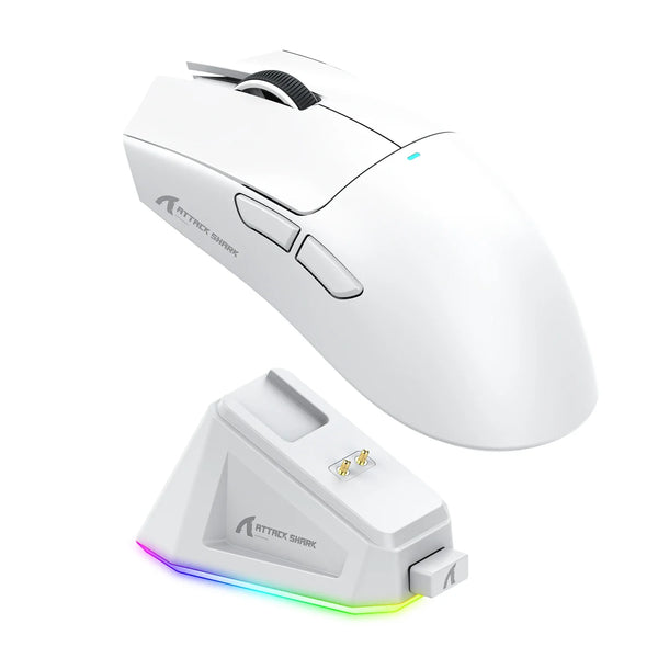 White Bluetooth wireless mouse Attack Shark X11 with three-mode functionality, designed for comfortable computer use.