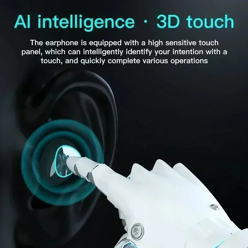 Wireless Bluetooth M10 headphones by Electronics Den with sleek black earbuds and charging case, close-up view.