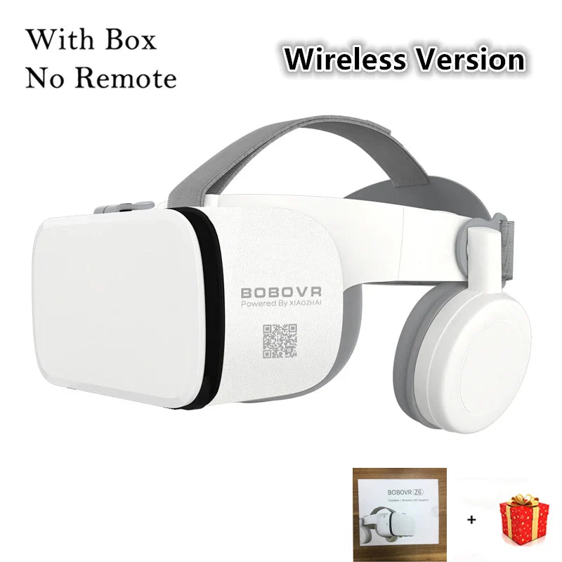 Electronics Den Z6 Casque helmet with 3D VR glasses, featuring adjustable straps and sleek black design for immersive virtual reality experience.