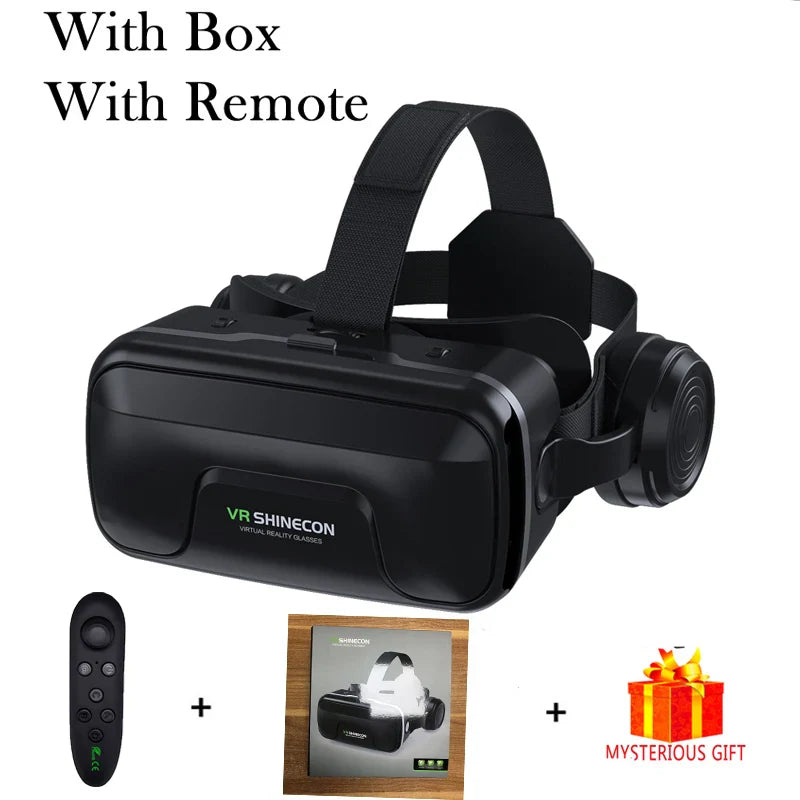 Shinecon Virtual Reality Viar 3D VR glasses with adjustable head strap and lenses for immersive 3D gaming and videos.