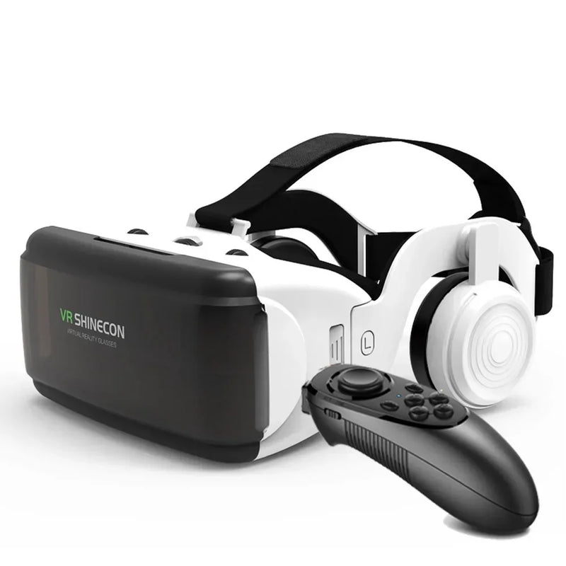Electronics Den 3D VR glasses with adjustable head strap and sleek black design for immersive virtual reality experiences.