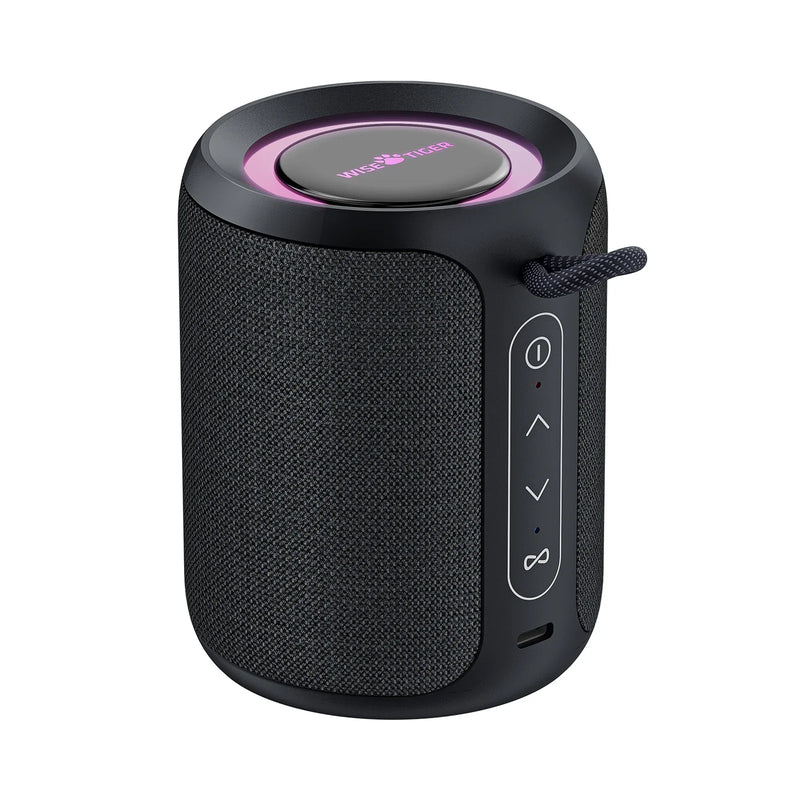 Mini portable wireless speaker by Electronics Den, compact design with buttons and speaker grille for high-quality sound.