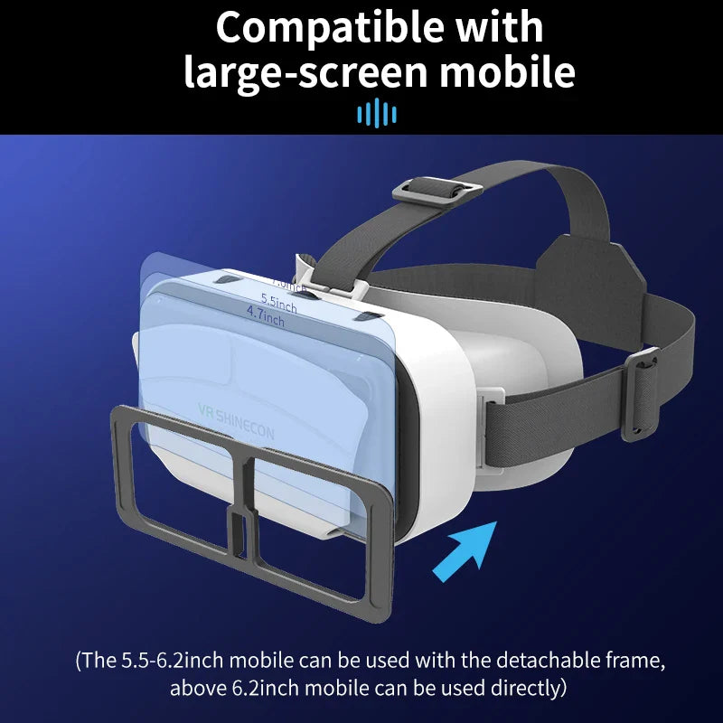 Electronics Den virtual reality VR glasses headset with adjustable straps and sleek design for immersive gaming and media experiences.