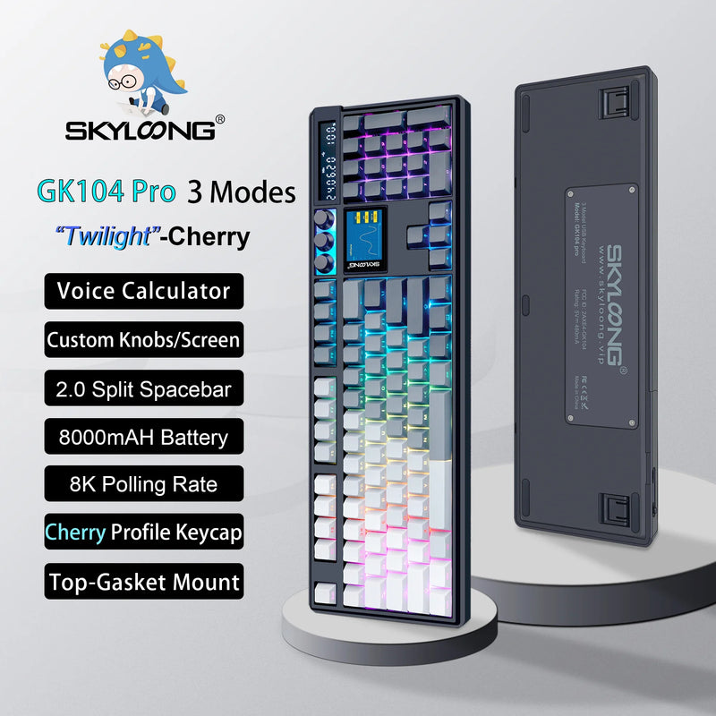 Wireless mechanical keyboard with PBT keycaps, 3 knobs, 3.0 screen, hot-swappable silent switches from Electronics Den.
