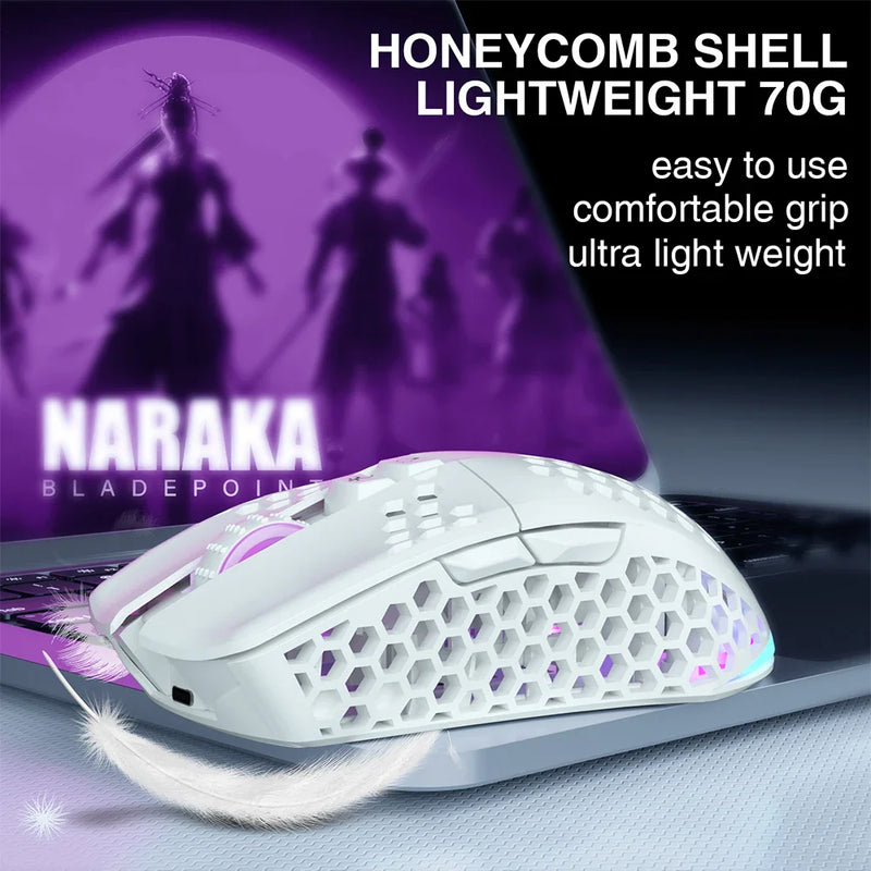 Wireless gaming mouse SM600 with three connection modes from Electronics Den, featuring ergonomic design and customizable buttons.