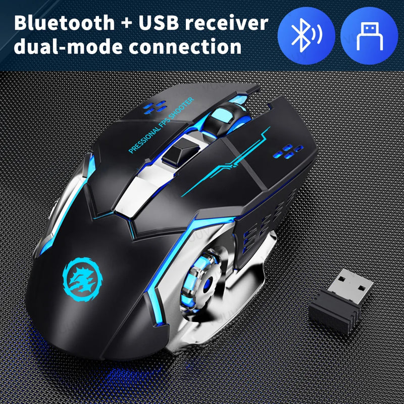 Wireless gaming mouse from Electronics Den with Bluetooth connectivity, featuring ergonomic design and customizable buttons.