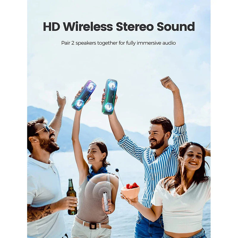 Waterproof 25W Bluetooth speaker from Electronics Den with IPX7 water resistance, compact design, and portable outdoor use.