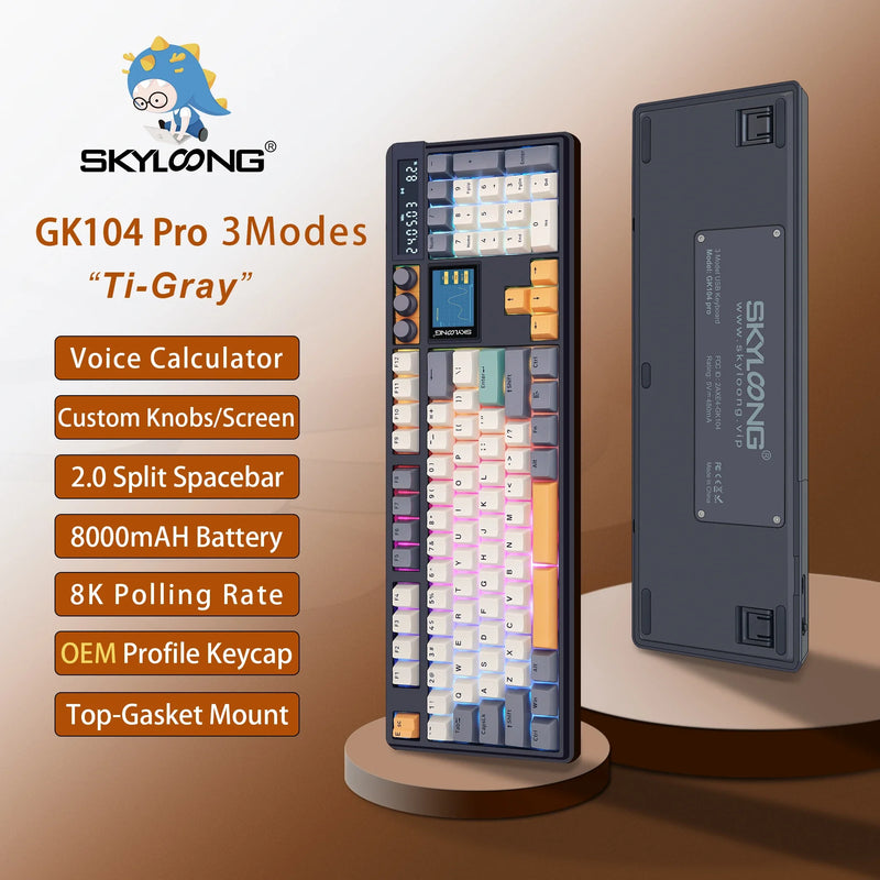 Wireless mechanical keyboard with 3.0 screen, three knobs, hot-swappable silent switches, and PBT keycaps from Electronics Den