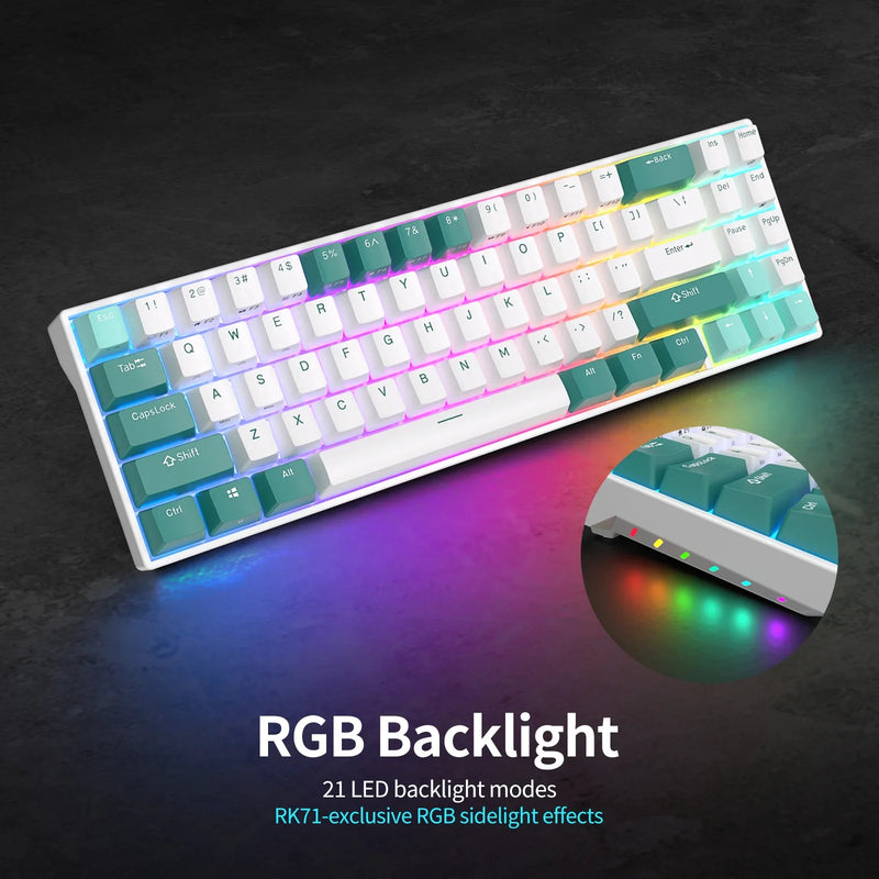 Tri-mode Mechanical Keyboard by Electronics Den with RGB backlit keys and sleek black design, featuring customizable mechanical switches.