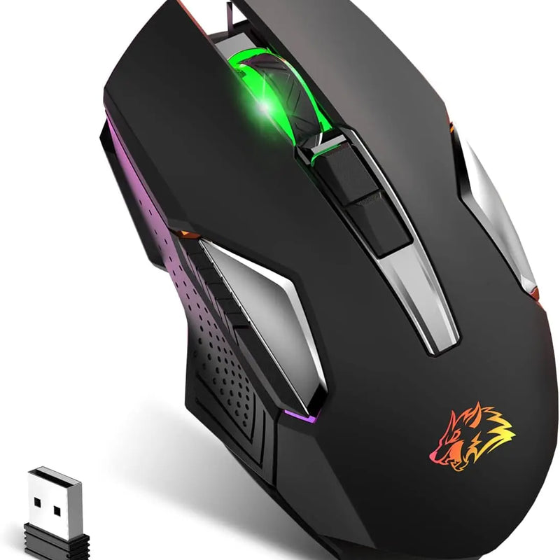 Wireless gaming mouse X18 by Electronics Den with 2.4G connectivity and customizable 7 RGB lighting effects.