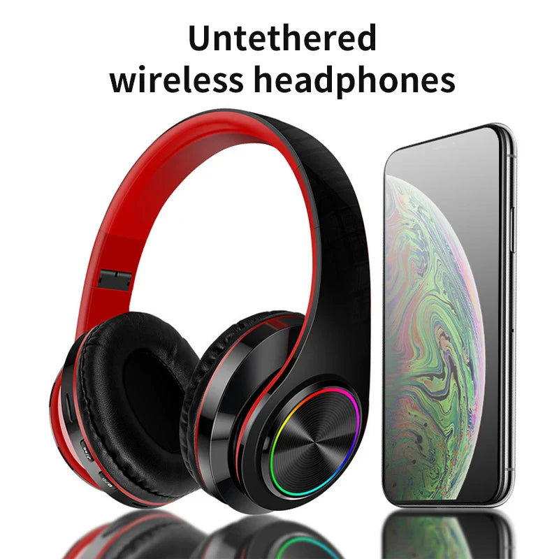 Wireless Bluetooth B39 headphones by Electronics Den with cushioned ear cups and sleek black design.