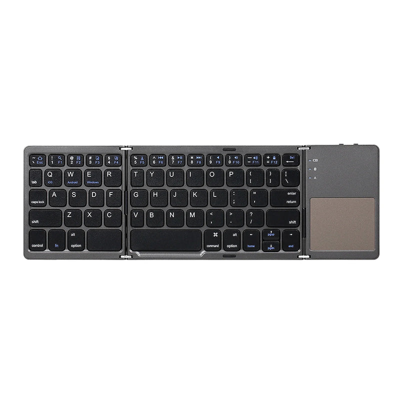 Wireless 64-key foldable Bluetooth keyboard by Electronics Den, rechargeable with compact design for portable use.