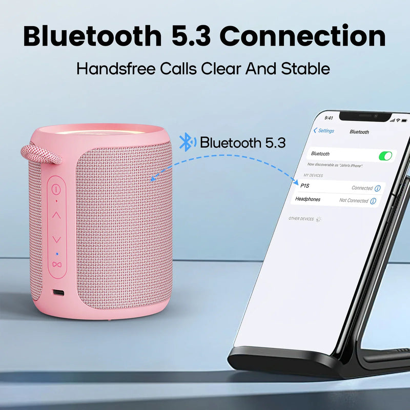 Mini portable wireless speaker from Electronics Den with a sleek black design and compact size for easy on-the-go music.