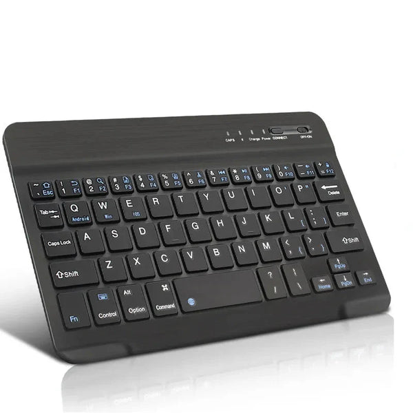 Bluetooth wireless keyboard from Electronics Den with sleek design and compact layout, shown on a clean workspace.
