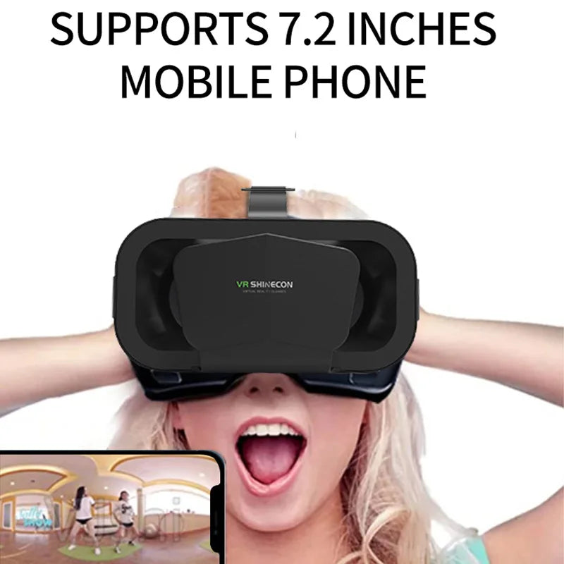 Virtual reality 3D VR glasses by Electronics Den, showing black headset with adjustable head straps and lenses for immersive experience.