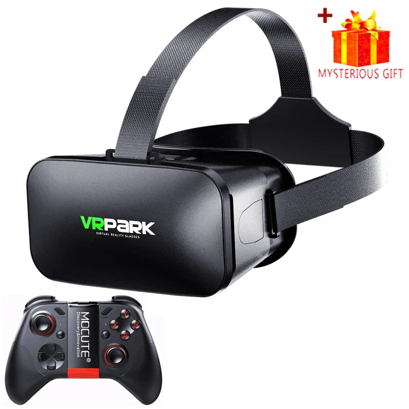 VR glasses 3D virtual reality headset helmet from Electronics Den, showing the sleek black design and adjustable straps.