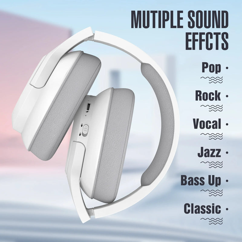 Black Bluetooth wireless over-ear headphones from Electronics Den with cushioned ear cups and adjustable headband.