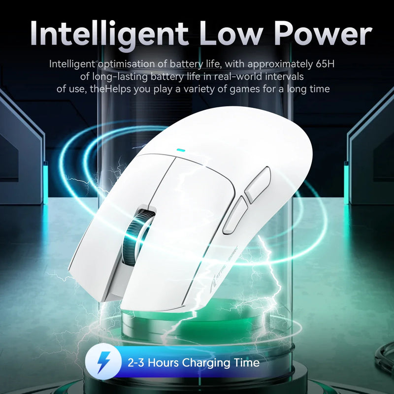 Electronics Den gaming mouse with Tri-Mode 2.4GHz, wired and Bluetooth, 22000 DPI, RGB lighting, PC gaming mouse on a black background.
