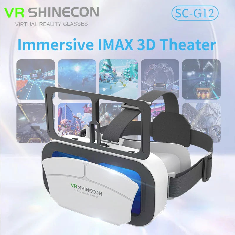Electronics Den virtual reality VR glasses headset with adjustable straps and sleek black design.