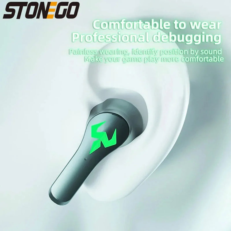 Wireless TWS gaming earbuds by Electronics Den with sleek design and in-ear fit, shown in black color.