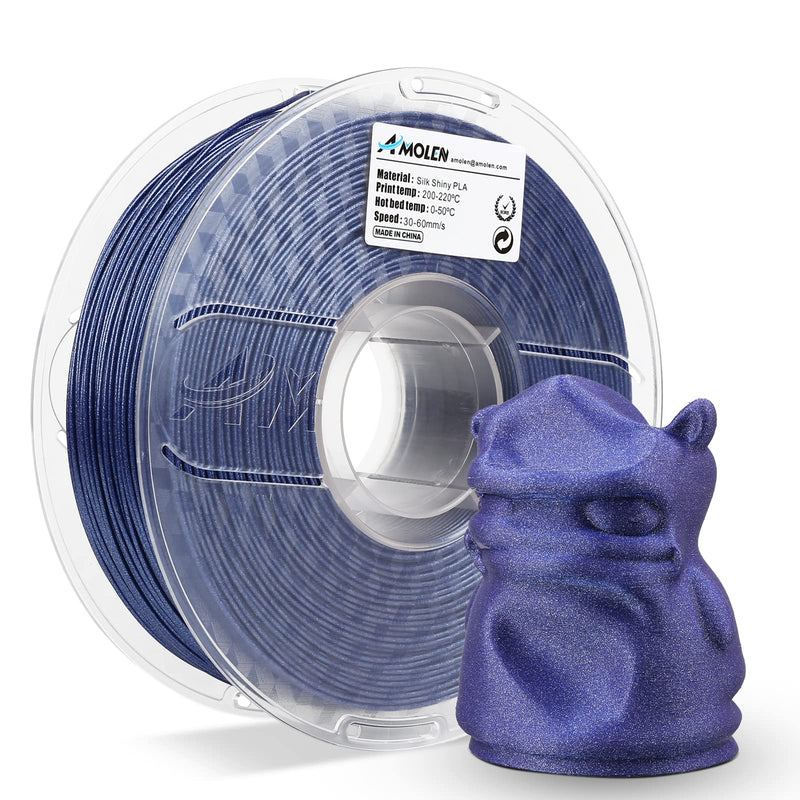 Blue Amolen PLA Galaxy filament spool with shiny, sparkly finish and galaxy-inspired design, 1.75mm, 1kg weight.