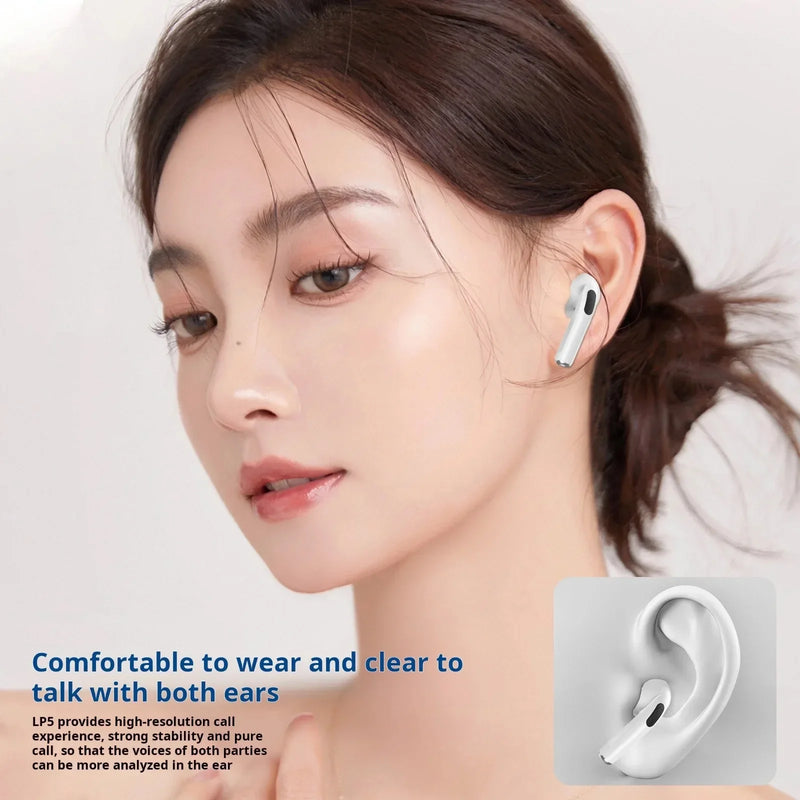 True wireless Bluetooth earphones from Electronics Den with sleek design and ergonomic fit, shown in a close-up image.