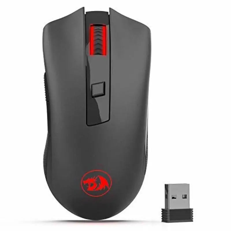 Wireless optical mouse with USB receiver from Electronics Den, featuring ergonomic design and 2.4G connectivity.
