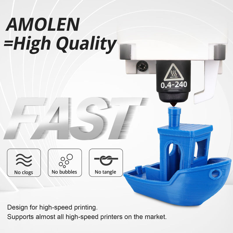 Amolen PETG Basic Variety Pack with four 200g sapphire blue PLA filament spools for 3D printing.
