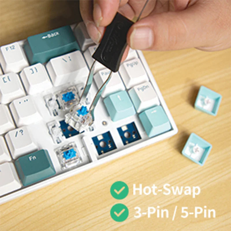 Tri-mode mechanical keyboard by Electronics Den featuring black key switches and a compact design with customizable backlighting.