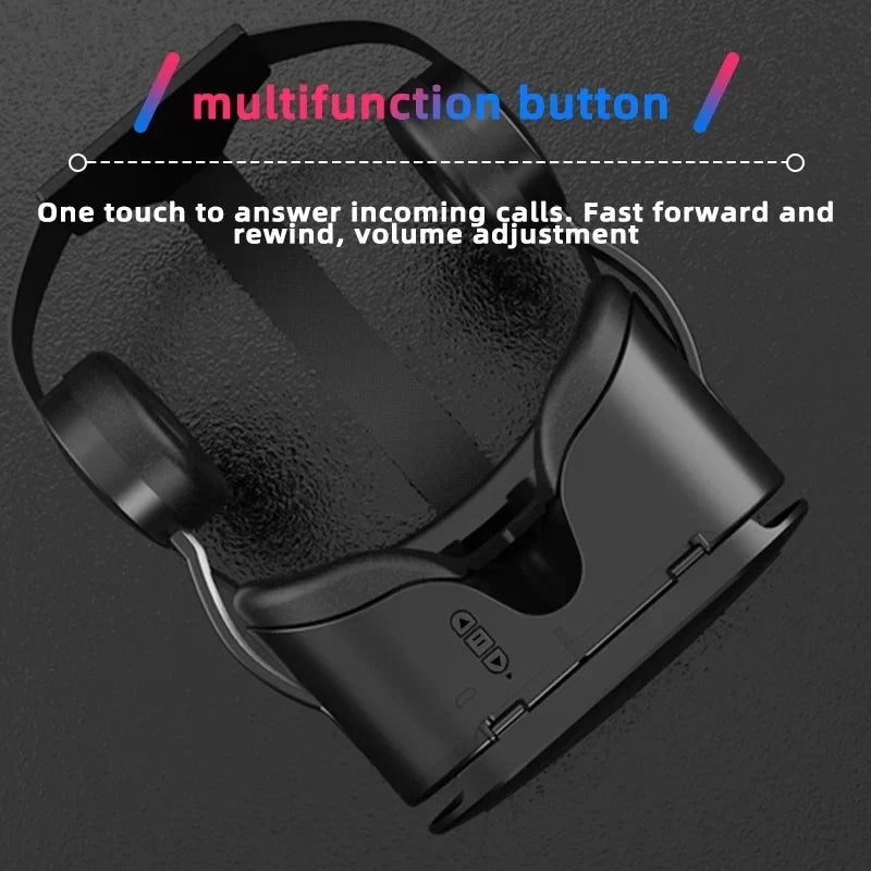 J60 Bluetooth 5.0 3D VR smart virtual reality glasses with headset, featuring adjustable straps and immersive display.