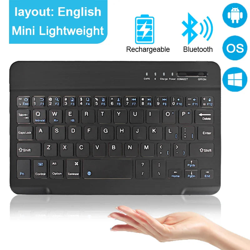 Wireless Bluetooth keyboard by Electronics Den with slim design and black keys, ideal for comfortable typing on desktops and tablets.