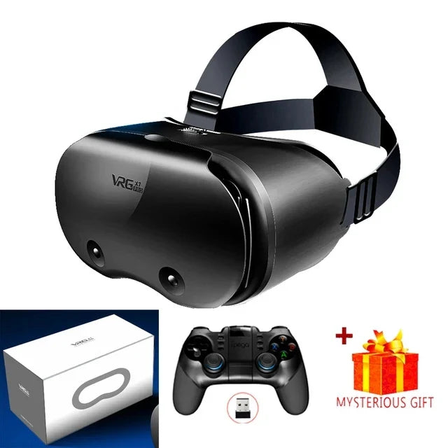 Electronics Den 3D Virtual Reality VR glasses with adjustable head strap and black frame for immersive VR experience