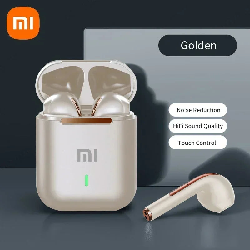 Wireless Xiaomi earbuds from Electronics Den, close-up of the compact true wireless earphones with charging case and sleek design.