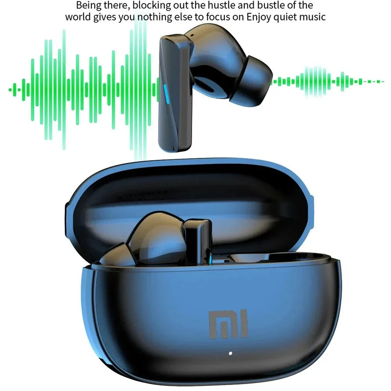 Xiaomi Air 7 Bluetooth Earphones in black with sleek design and charging case, wireless earbuds for high-quality sound.