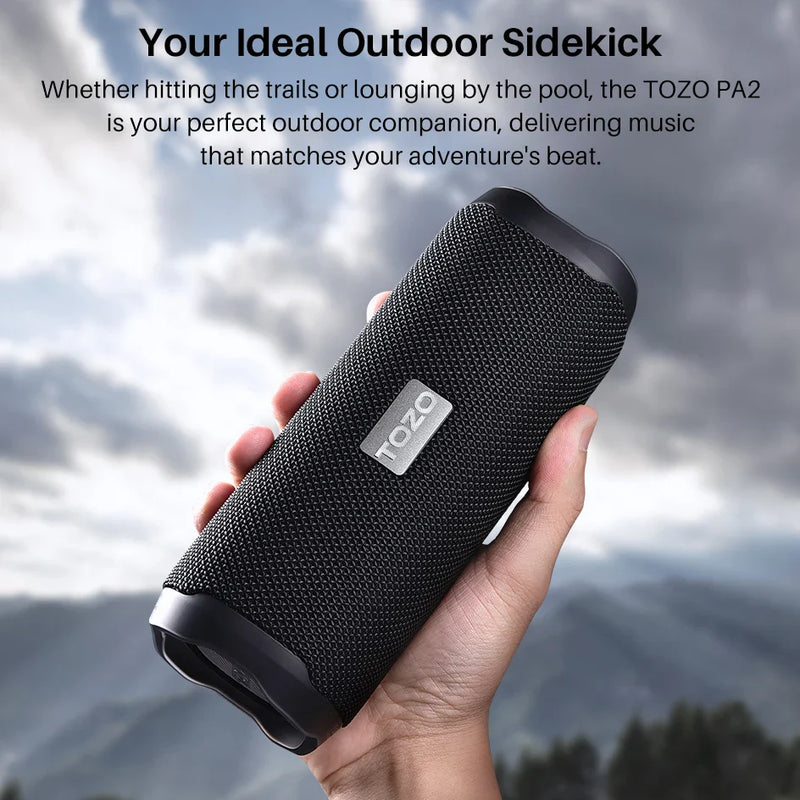 Electronics Den Bluetooth speaker with dual drivers and dual bass diaphragms, cylindrical design, black color, portable audio device