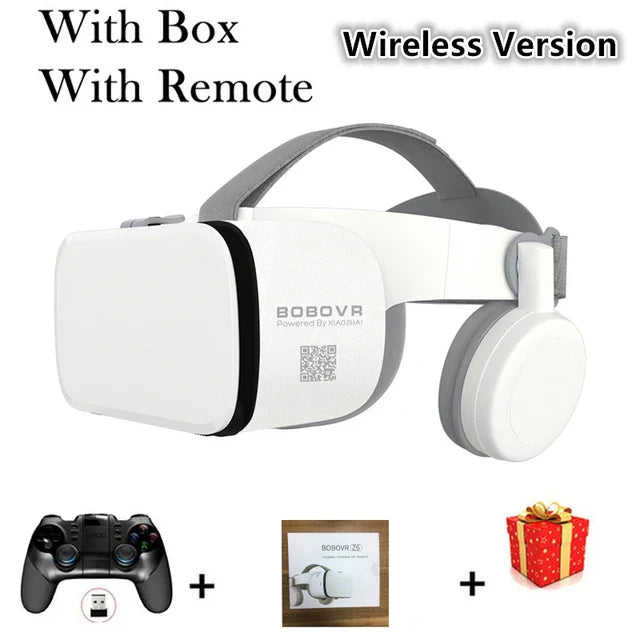 Electronics Den Z6 Casque helmet with 3D VR glasses, featuring adjustable straps and sleek design for immersive virtual reality experience.