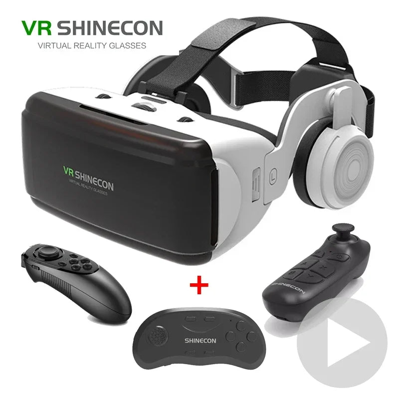 Electronics Den 3D VR glasses with adjustable head strap and sleek black design for immersive virtual reality experiences.