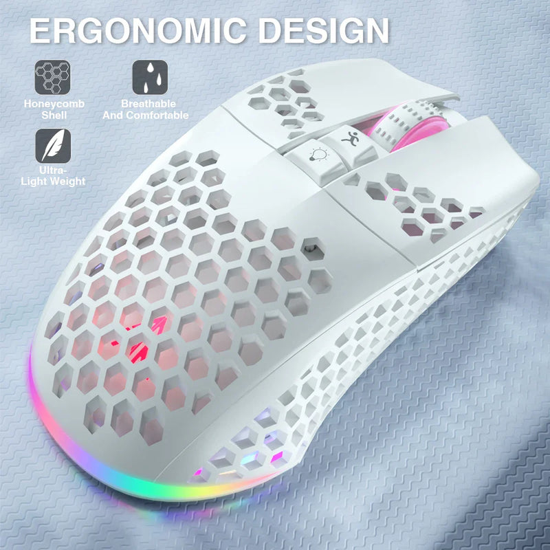 Wireless gaming mouse SM600 with 3-mode connection from Electronics Den, showing ergonomic design and customizable buttons.