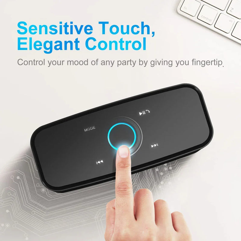 Wireless Bluetooth speaker SoundBox by Electronics Den with sleek black design and compact portable build.