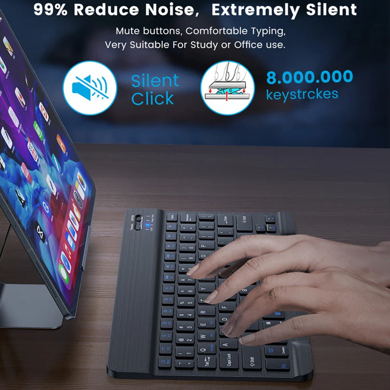Wireless Bluetooth keyboard from Electronics Den with a slim, modern design and black keys on a white background.