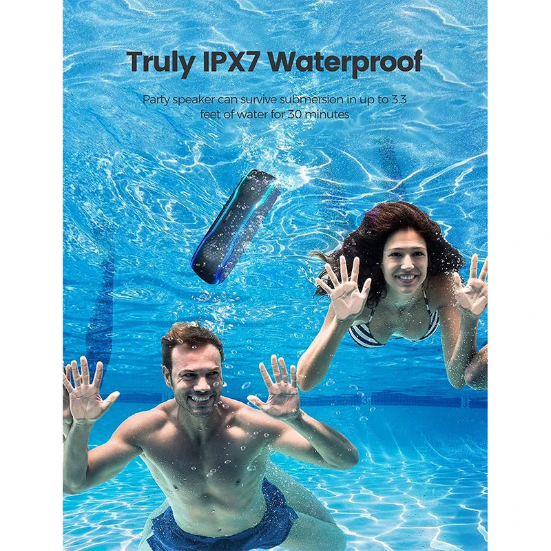 Bluetooth speaker by Electronics Den, 25W waterproof IPX7 portable speaker with rugged design and built-in controls.