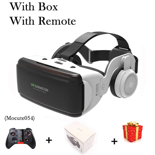 Electronics Den virtual reality VR glasses headset with adjustable head strap and sleek black design for immersive VR experiences.