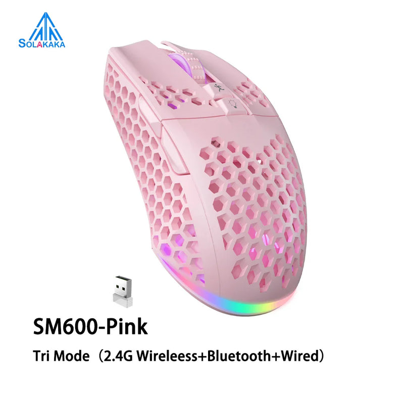 Wireless Gaming Mouse SM600 by Electronics Den featuring 3-mode connection, ergonomic design, and customizable buttons.