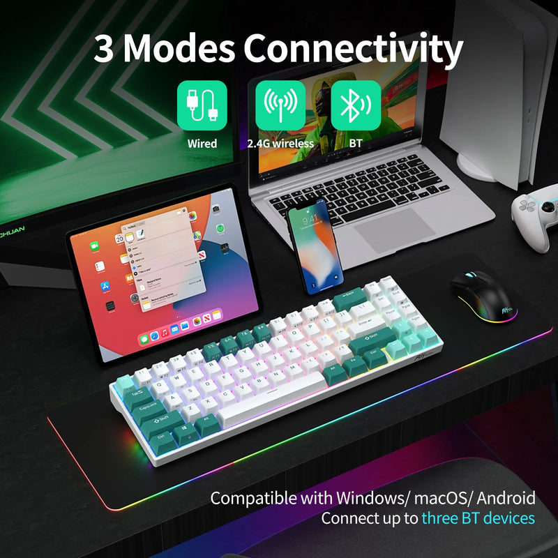 Tri-mode Mechanical Keyboard by Electronics Den featuring customizable switches and backlit keys for versatile gaming and typing.