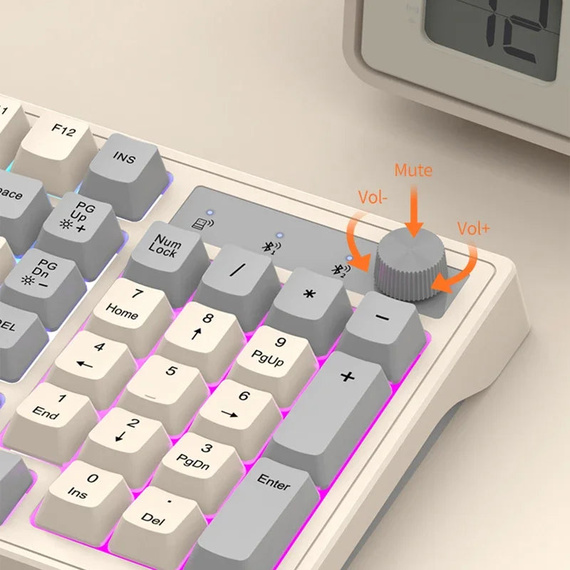 Wireless 98-key rainbow backlit keyboard by Electronics Den, featuring colorful lighting and compact design.