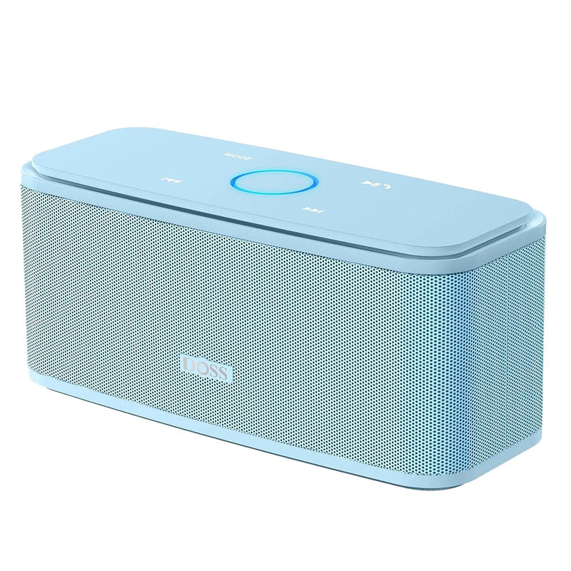 Wireless Bluetooth speaker from Electronics Den with a sleek design, featuring control buttons and a fabric grille for rich sound.
